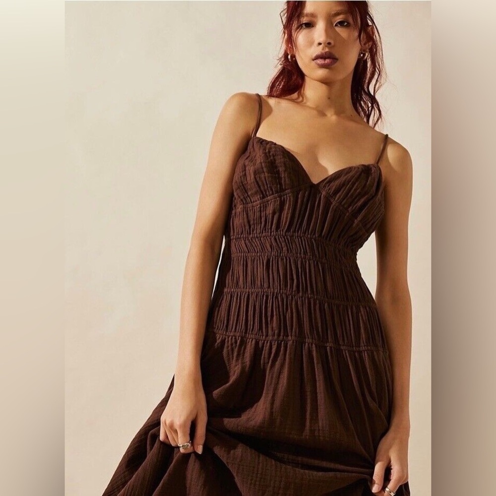 Free People Verona Brown Midi Dress - Picture 3 of 8